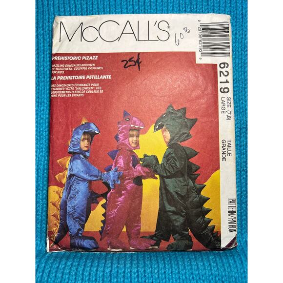 McCalls 6219 child's dinosaur costume sewing pattern size 7 - Picture 1 of 5